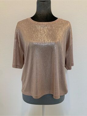 NWT Johnny Was Metallic Rose Gold Short Sleeve Tee